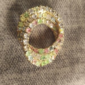 Vintage 1950s Triple Circle Rainbow Infinity Pin